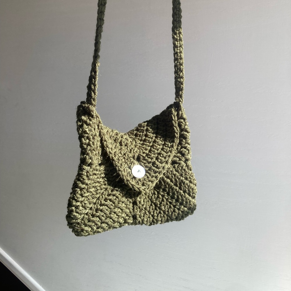 Crochet Olive Green Mini Bag